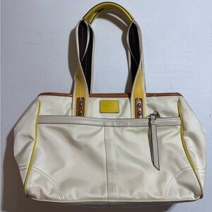 Vintage Coach Cream & Yellow Women's Tote Bag